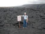 Lava covered a road several years ago.