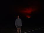 Lava flow at night.