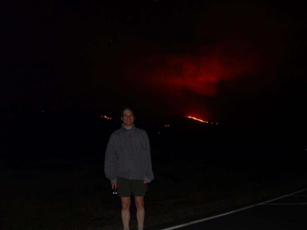 Lava flow at night.