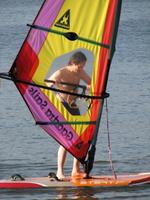 Trying windsurfing for the first time