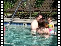 Katya swimming in the pool with Sofia