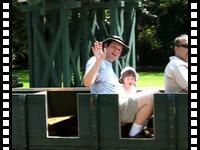 Riding a train in Griffith Park