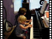 Playing piano; Singing the "Happy Birthday" song