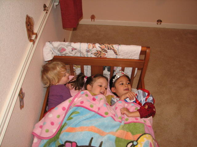 Misha, Katya and Kayley playing in Katya's room