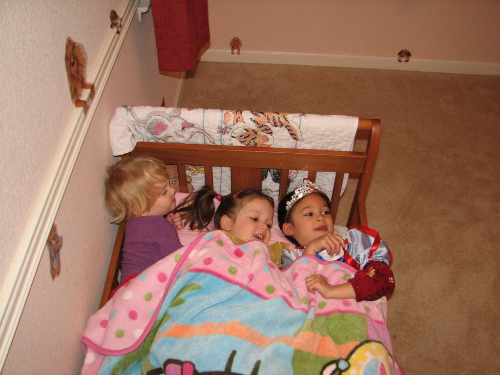 Misha, Katya and Kayley playing in Katya's room