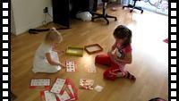 Katya and Misha playing Bingo